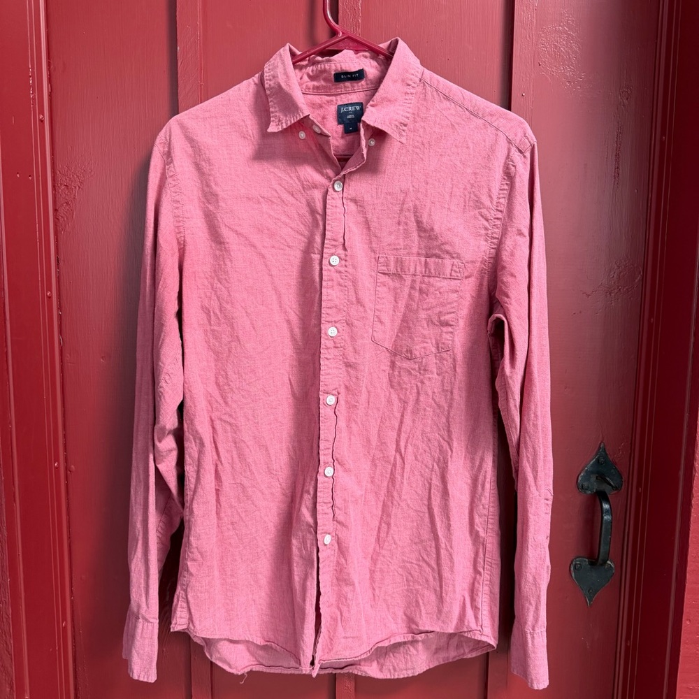 J. Crew Men's Coral Pink Long-Sleeve Button-Down Shirt